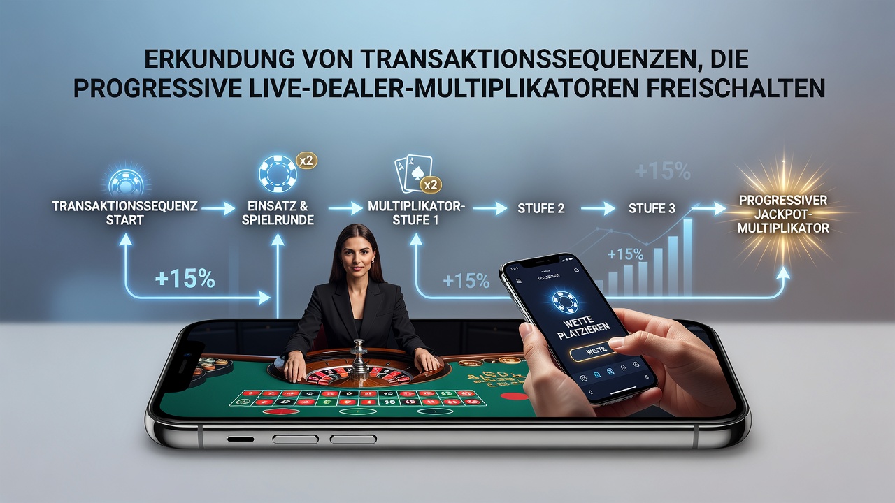Mobile Benutzeroberfläche zeigt fortschreitende Multiplikatoren bei einem Live-Dealer-Spiel mit Transaktionshistorie